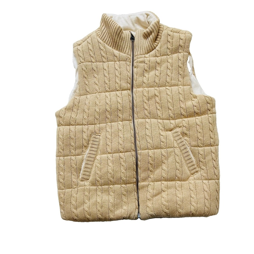 Janie and Jack The Quilted Sweater Vest Kids Sz 5-6 Cable Knit Zip Up Cotton